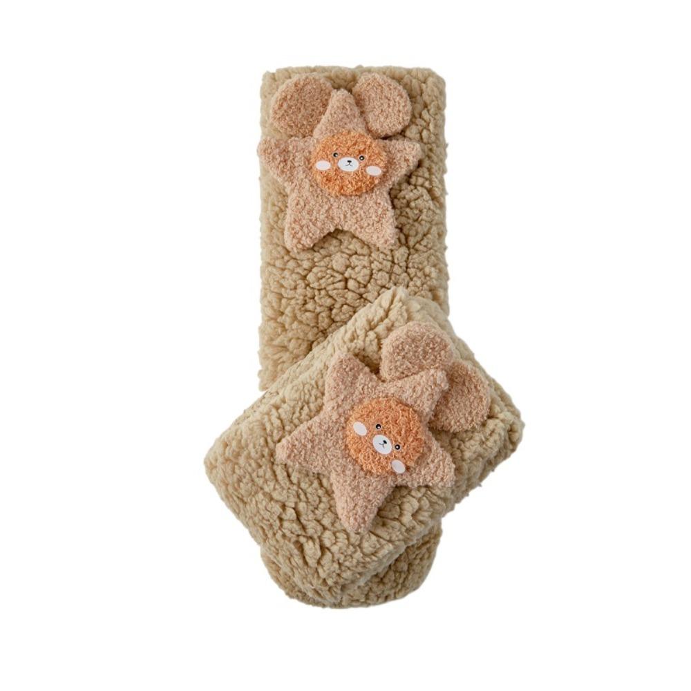 Cartoon Floor Stockings Women Mid-Calf Coral Fleece Socks Funny Furry Plush Sock  Winter