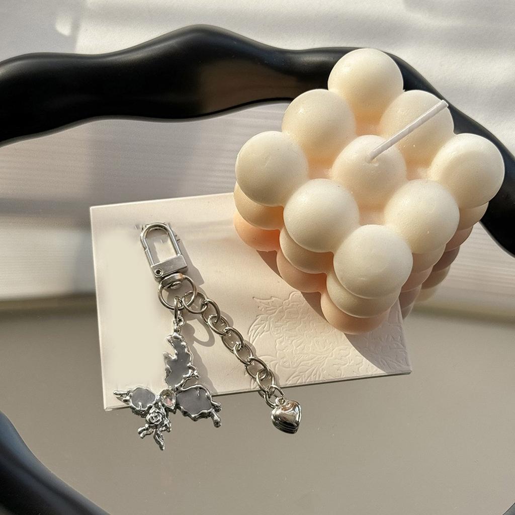 Butterfly Heart Chain Charm Keychains Sweet Cute Pendant Hangings Ornament Keyring Backpack Decoration for Women Girls