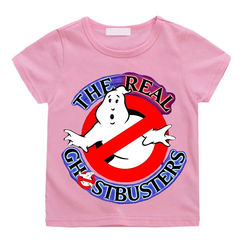 Summer BoysGirls 414t Cartoon Cotton Funny Ghostbusters Game Print Cartoon Short Sleeve Children TShirt Animation Costumes