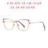 0 -0.5 -0.75 To -6.0 Pink Gold Frame Cat Eye Minus Myopia Glasses Women 1.56 Aspheric Anti Blue Light Prescription Spectacles