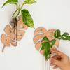 1/2 Pcs Leaf Shape Wall Planters Wooden Wall Hanging Plant Pots with Test Tube Vase Indoor Propagation Station Home Garden Decor