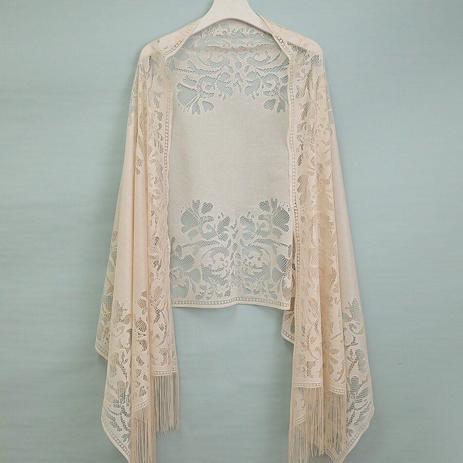 Summer thin sunscreen lace hollow shawl women's fashion with jacquard silk scarf ethnic style tassel with cheongsam