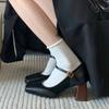 2025 New Retro Temperament Transcends Foreign Style Niche Fashion High Heels Single Shoes Women's Versatile Thick Heel with French Style