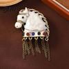 Horse Brooch Retro Tasseled Head Design Men Women Jewelry Pin