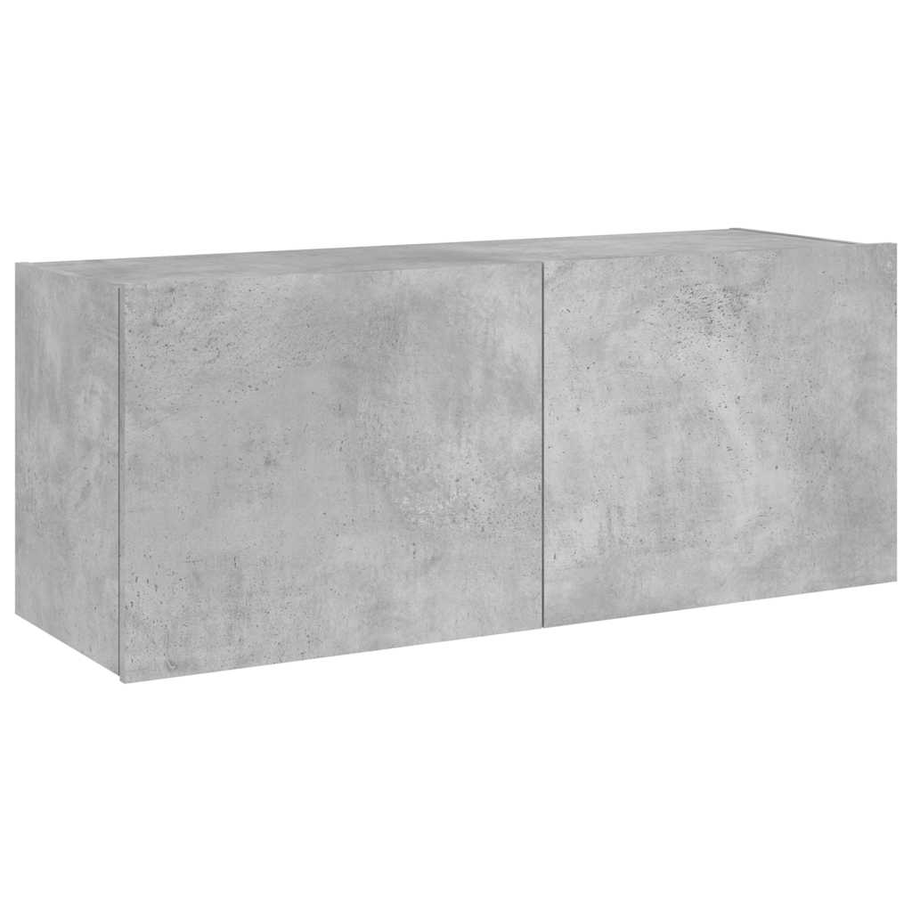 Wall Mounted TV Cabinet with RGB LED Lights Concrete Grey 100 x 35 x 41 cm