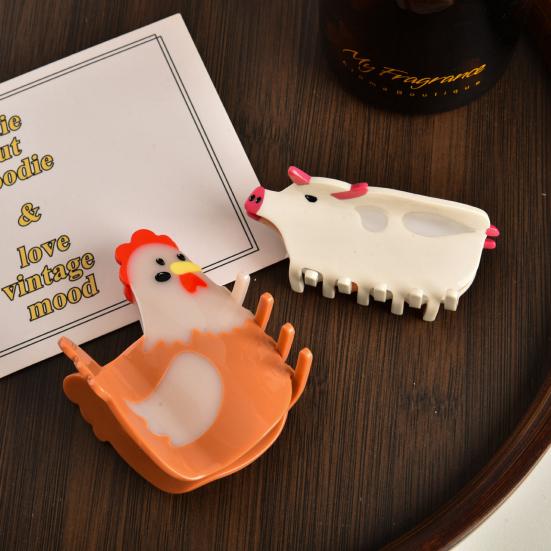 Заколка для волос животных, нескользящая, сильная фиксация, форма коровы, свиньи, цыпленка, женщины, девушки, длинные, толстые, тонкие, вьющиеся зажимы для волос, модные аксессуары для волос