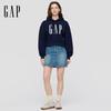 Gap Women's Logo Chain Embroidered Fleece Short Hooded Sweatshirt