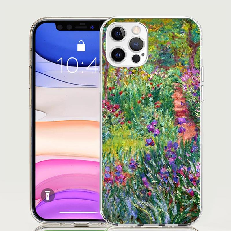 Claude Monet Garden Lotus Bridge Case Phone Cover for Apple iphone 16 15 14 13 12 Mini 11 Pro Max 16E X XS XR 7 Plus 8 + SE 2020