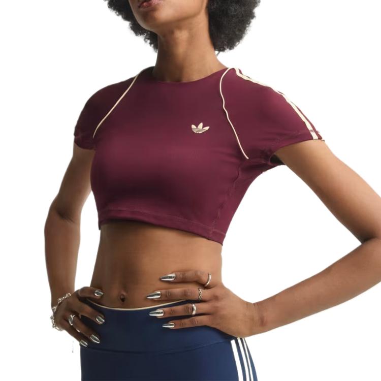 adidas Оригинальный Спортивный Кроп-топ Superstar с Круглым Вырезом и Коротким Рукавом Женская Одежда для Фитнеса KW3561