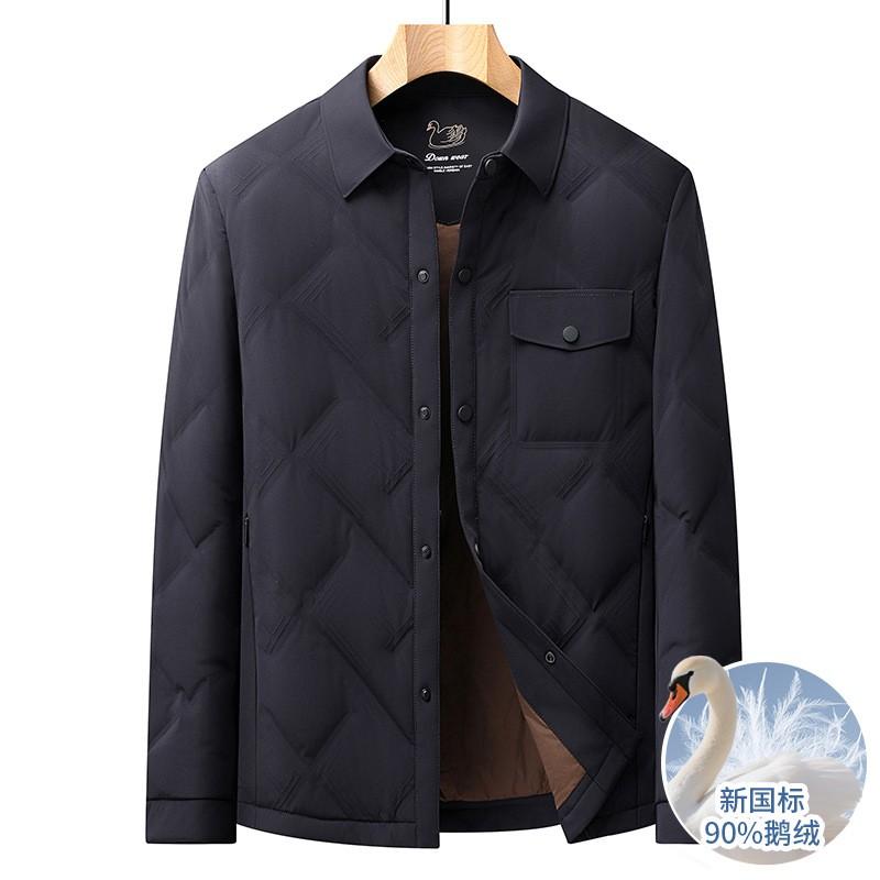 Mens Lightweight Goose Down Jacket 50% Content Hooded Casual Outerwear Mild Winter