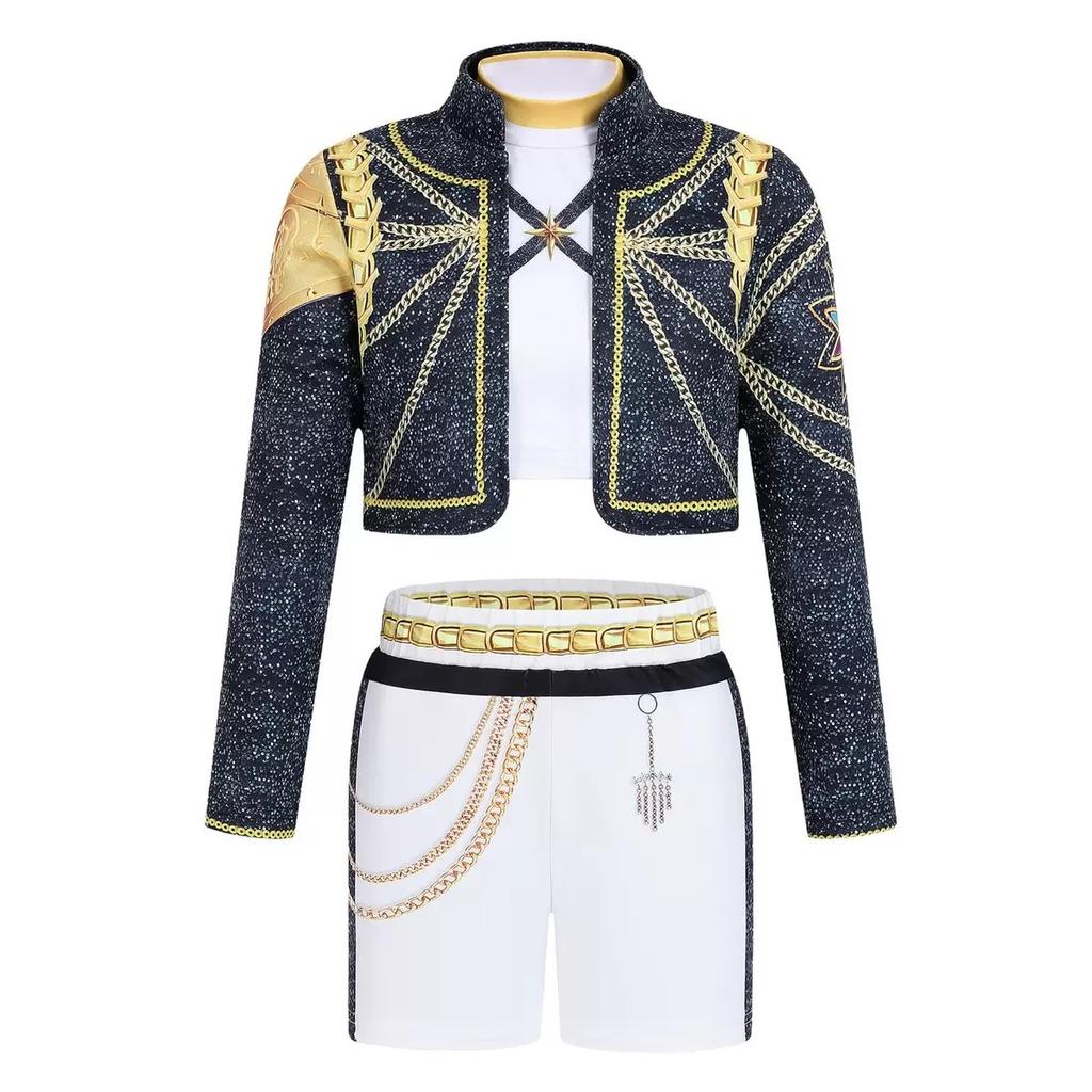 Детские Мира Руми Зои Сценические Костюмы Косплей Черный Костюм Девочки Униформа Хэллоуин Вечеринка Ролевые Игры Принтованные Необычные Нарядные Костюмы