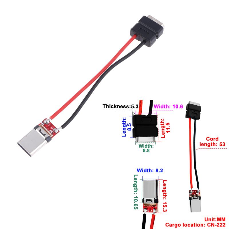 1/3 шт. 3A 5V USB-розетка типа C и USB-розетка типа A с разъемом для кабеля