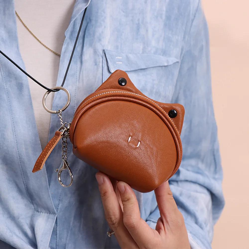 Minimalist Small Wallet Women Men Frog Coin Holders Zipper ID Case Coin Purses with Lanyard Keychain for Cards,Cash