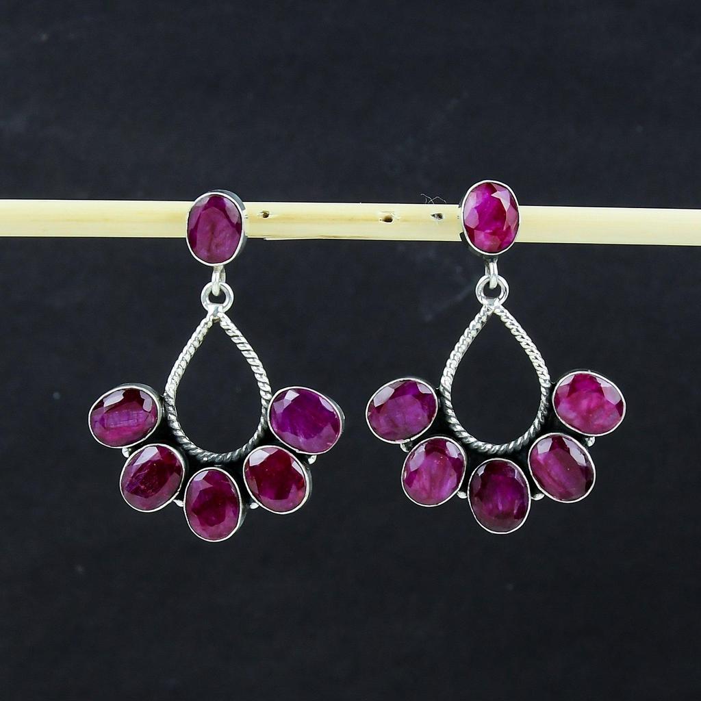 Изящные серьги с рубинами из кашмирского камня, серьги из стерлингового серебра 925 пробы, серьги-подвески из серебра ручной работы в стиле бохо, подарочный наряд для вечеринки
