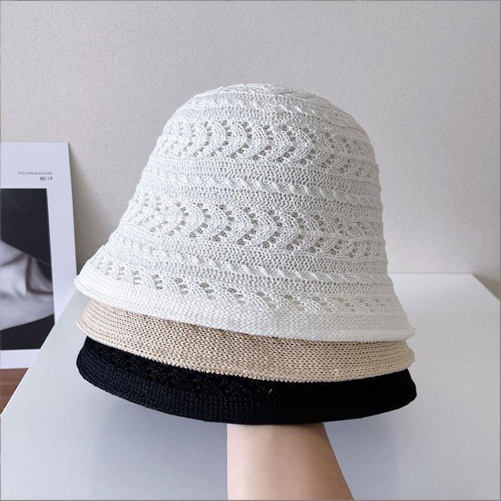 Fashion Breathable Bucket Hat Foldable Wide Brim Fisherman Hat Sun Protection Solid Color Sun Hat Women'S