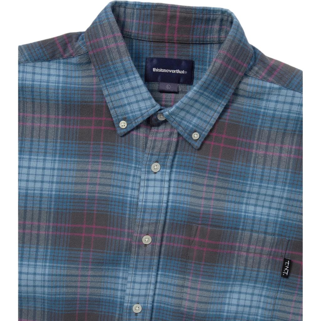 Thisisneverthat Plaid Button Single Pocket Logo Long Sleeve Shirt Unisex shirts TN251WSHTL03BLU