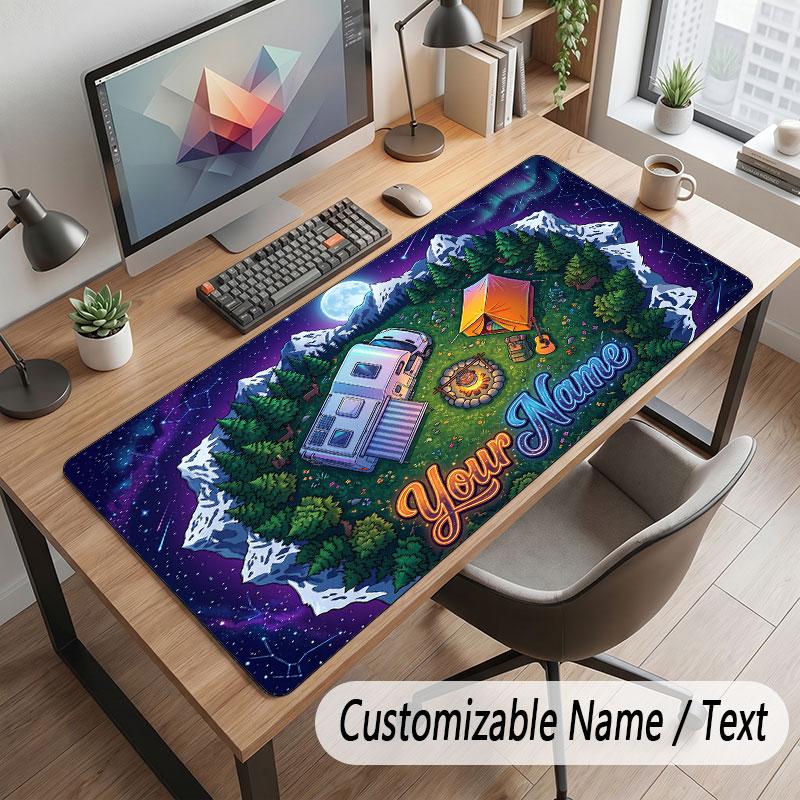 Space Cosmic Theme Customized Mouse Pad Personalized Print Name Text Desk Mat For Home Office Table Decor