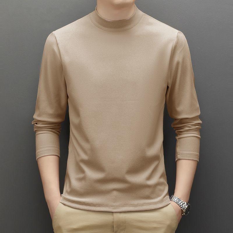 Двусторонняя немецкая бархатная футболка с полувысоким воротником и длинными рукавами, мужская весенне-осенняя теплая бархатная кофта, нижняя рубашка для нижнего белья