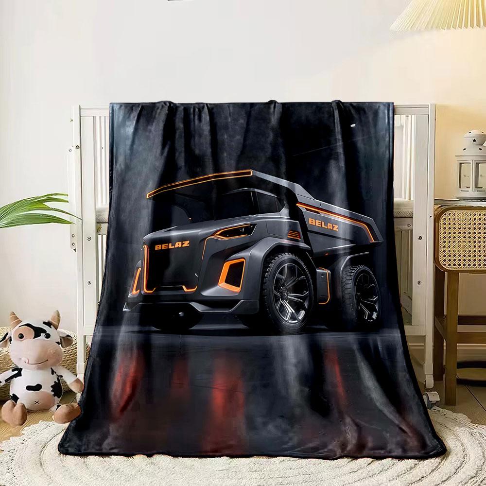 Futuristic truck design with bold orange accents and sharp contours. for all seasons blanket lunch break throw gift