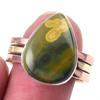 Натуральный океанический яшмовый драгоценный камень 925 пробы стерлинговое серебро ювелирные изделия двухцветное кольцо S.9 e6f62