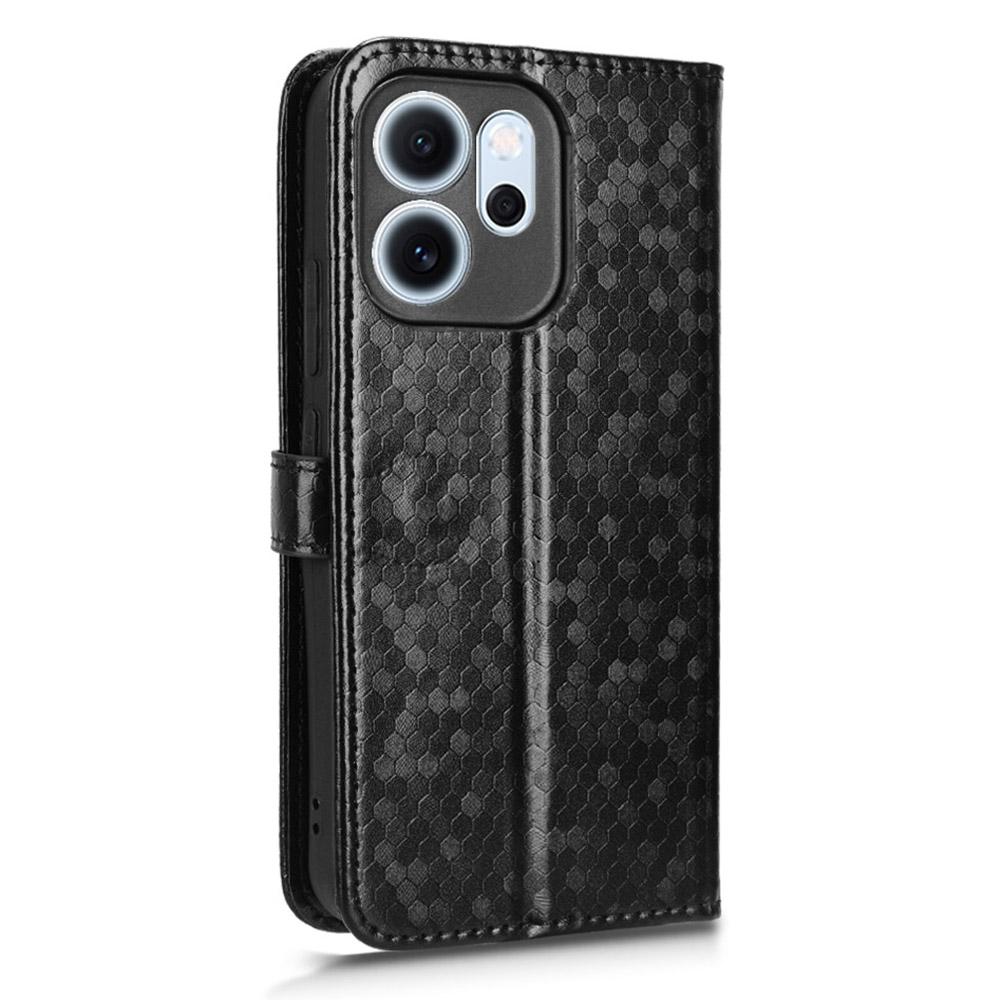 For Oppo Reno14 F 5G Wallet Case Dot Pattern Imprint PU Leather Phone Cover with Wrist Strap