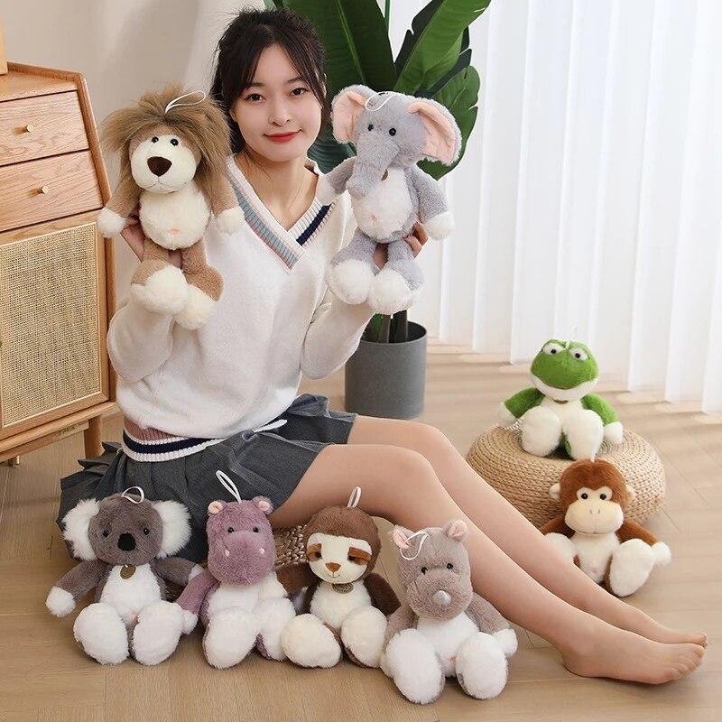 Мягкая игрушка в виде лесных животных, игрушка из джунглей, обезьяна, ленивец, коала, лягушка, лев, слон, детский подарок, коготь-машина, кукла, свадебная кукла-бросок