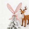 Easter Ornament Soft Pink Velvet Rabbit Ears Tree Topper with Spring Support Flexible Swinging Decoration