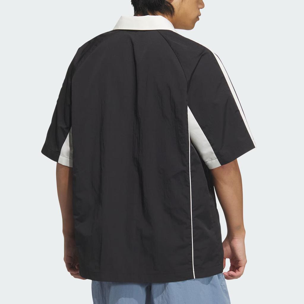 Adidas Оригинальная ретро футболка-поло с коротким рукавом Ss25 Классическая винтажная спортивная мужская топы Черный Хан-Нефрит-Белый KD0947