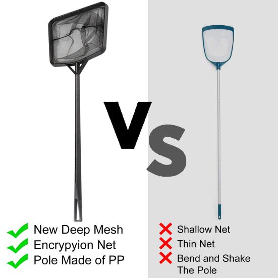 Mini Pool Skimmer Net Fine Mesh Solid Plastic Frame Portable Large Capacity Heavy Duty Leaf Fine