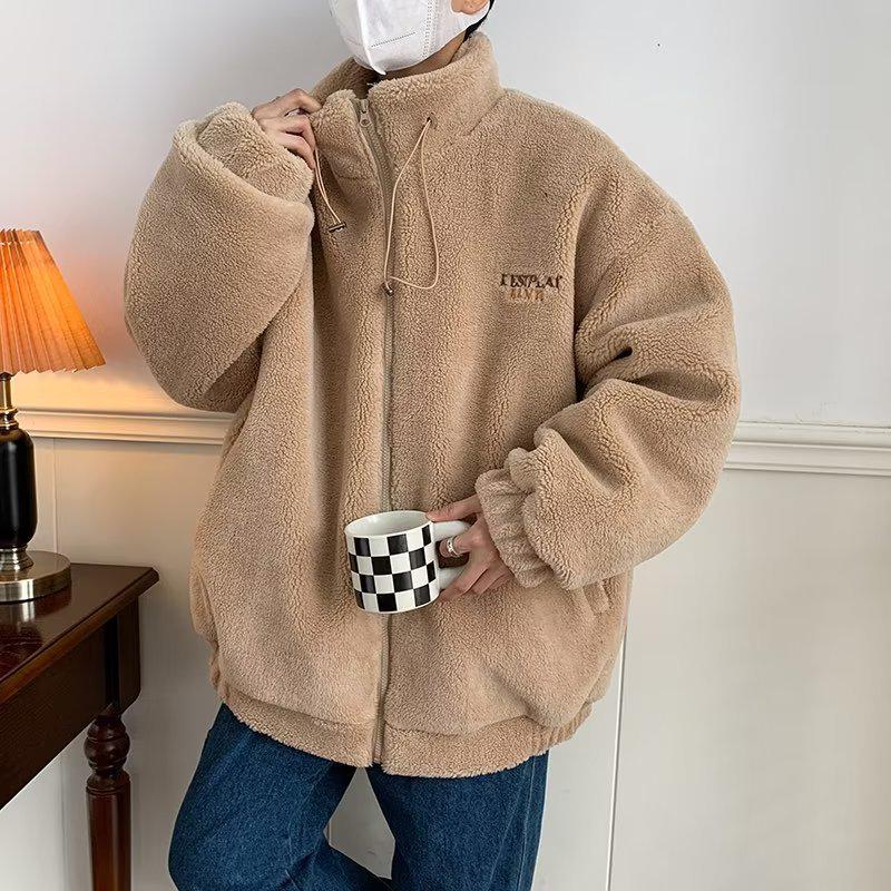 Men's Korean Style Loose Polar Fleece Jacket - Thickened Casual Autumn/Winter Trend