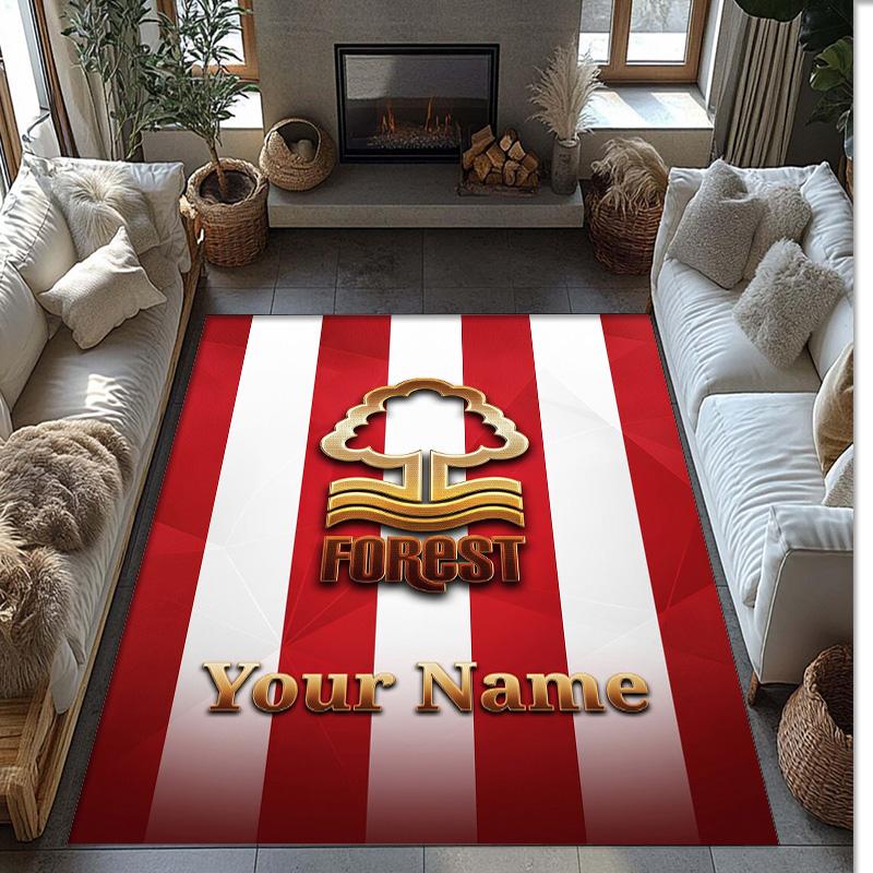 Nottingham Forest FC Printed Crystal Velvet Rug Non‑Slip Crystal Velvet Carpet For Sofa Bedroom Indoor Home Decoration