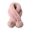 Solid Color Neck Scarf Faux Rabbit Fur Plush Neckerchief Wrap Double-sided Neck Cover  Women Girls