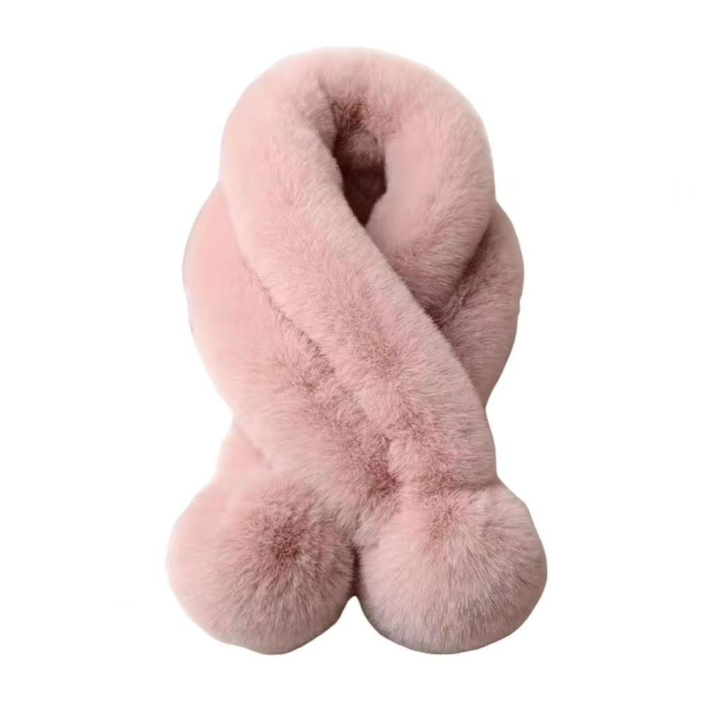 Solid Color Neck Scarf Faux Rabbit Fur Plush Neckerchief Wrap Double-sided Neck Cover Women Girls