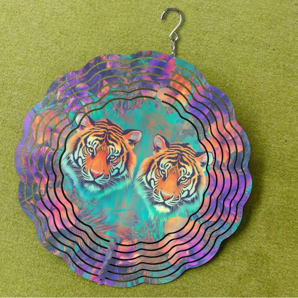 Outdoor Wind Chime 2D Flat Open Chrysanthemum Pattern Hanging Decor for Spring Summer Balcony Courtyard Artistic Dynamic Design