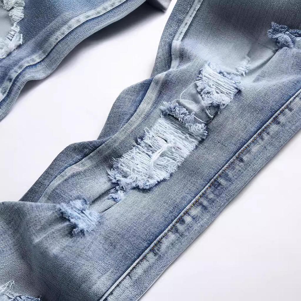 Европейские мужские джинсы с вышивкой «Синяя кобра» облегающего кроя