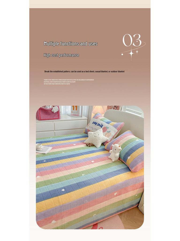 Утолщенное бархатное стеганое одеяло и покрывало, набор из 3 предметов: Теплое зимнее постельное белье и наматрасник