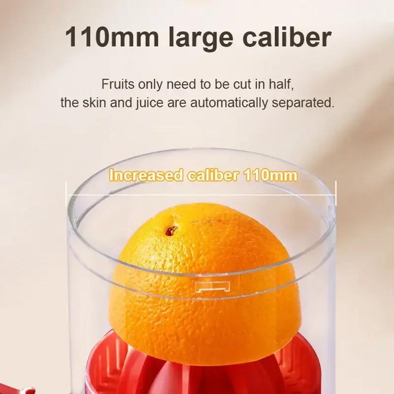 Портативная соковыжималка большого калибра, экстрактор апельсина и лимона, отделение шлака, автоматическое спиральное замешивание, медленный выталкиватель, перезаряжаемый