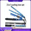3-in-1 Ceramic Curling and Straightening Iron Set with Dual-Purpose for Curling, Straightening, and Bangs