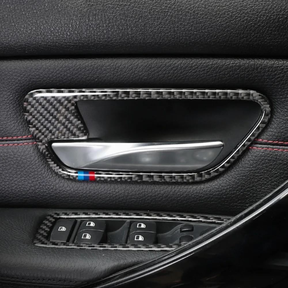 4 шт./компл., наклейки на дверные ручки автомобиля из углеродного волокна, украшения для BMW 3 серии F30 3GT F34 2013-18, аксессуары для тюнинга салона автомобиля