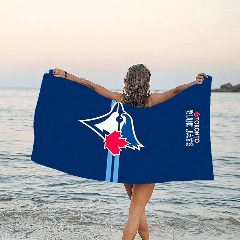1pc Toronto Blue Jays Beach Towel, Beach and Seaside Swimming Pool Equipment, Fashion Pattern, Rectangular, Travel Essentials