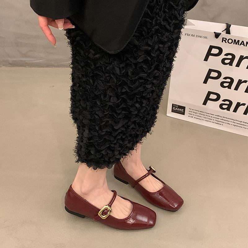 Французские балетки женские 2025 новая весна коричневые ретро Мэри Джейн женские туфли с юбками нежные вечерние туфли