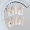 Milk apricot French cat's eye sparkle diamond purple leopard print sweet cool ins wind removable nail art pieces 30 pieces