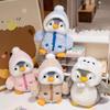 Cute Penguin Plush Stuffed Toy with Fuzzy Fleece Jacket Hat,Stuffed Plush Animal Toys for Gift Present Birthday Christmas