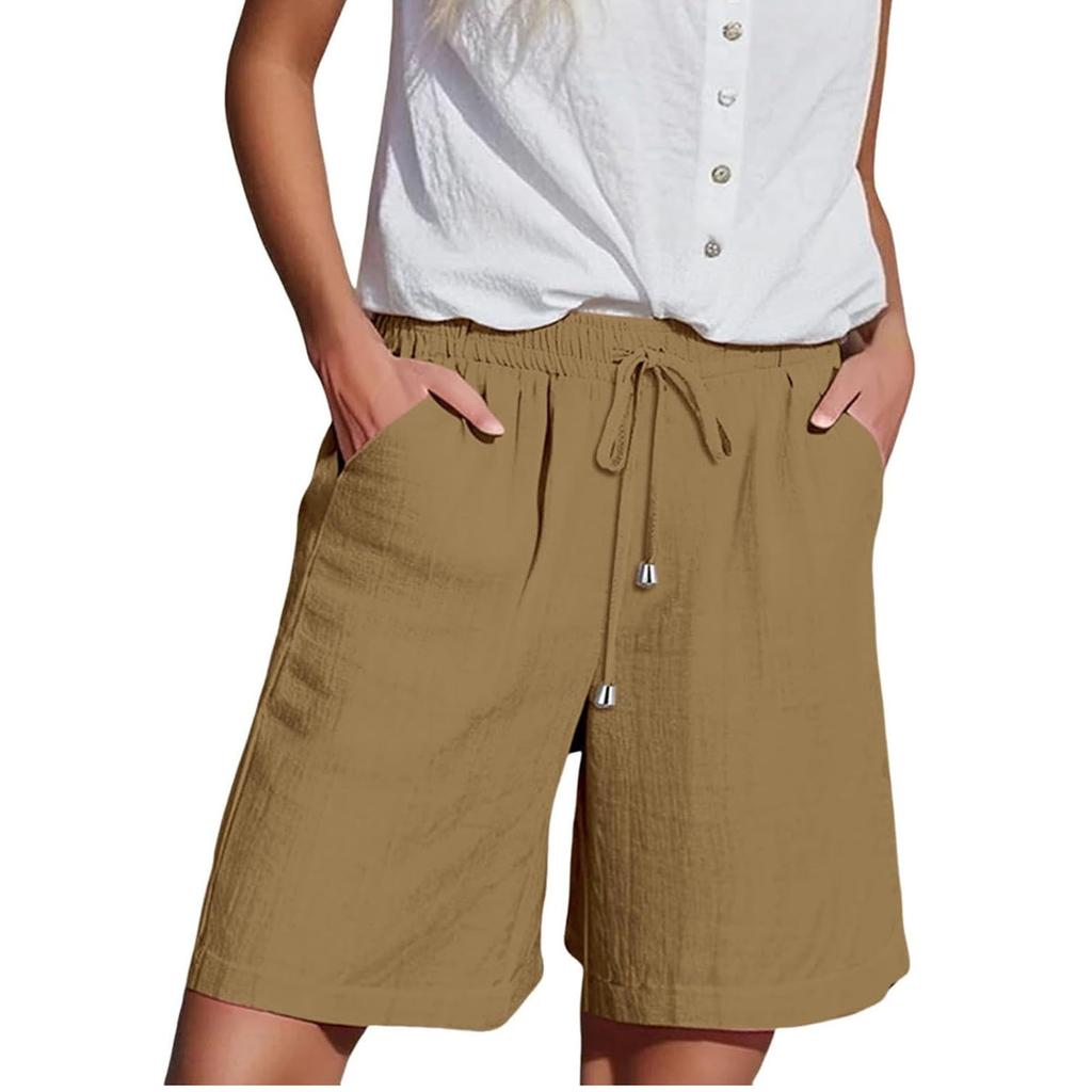 Women Elastic High Waist Pant Casual Fit Wide Leg Long Pants Trousers With Pockets