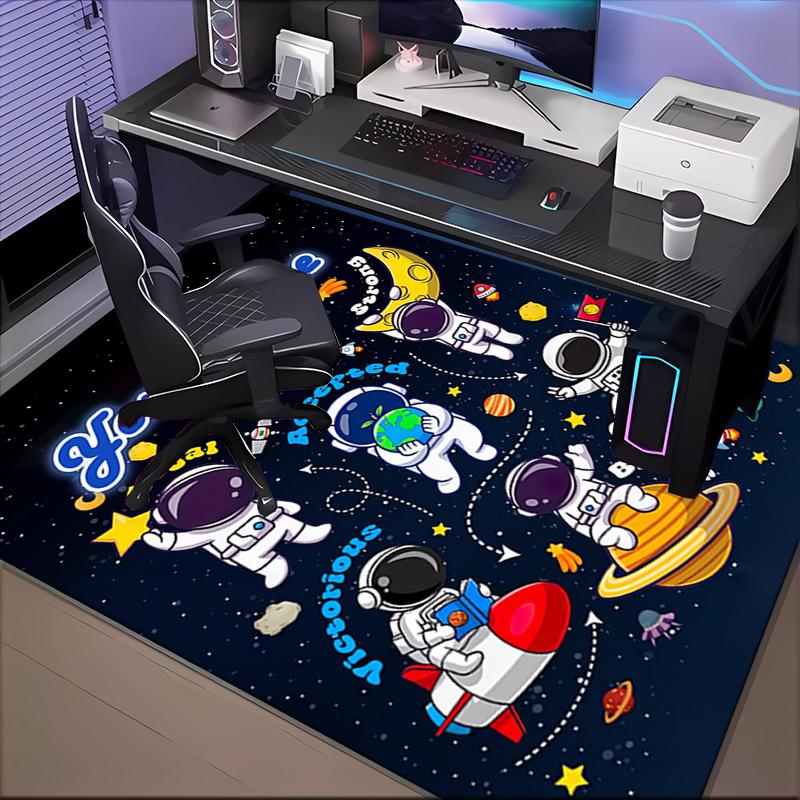 1PC Custom Name Space Adventure Icons Theme Floor Mat Ideal for Living Room, Game Rooms, Office, Bedroom Floor Mat Playful Design