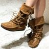 2025 New In Brown Tasseled Whipstitched Suede Boots Women's Round Toe Highten Leather Mid Calf Boot Summer Soft Party Shoes