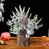 Маленькая искусственная рождественская елка с украшениями из сосновых шишек и ягод для дома, комнаты, зимы, дома, улицы, новогоднего украшения для вечеринки