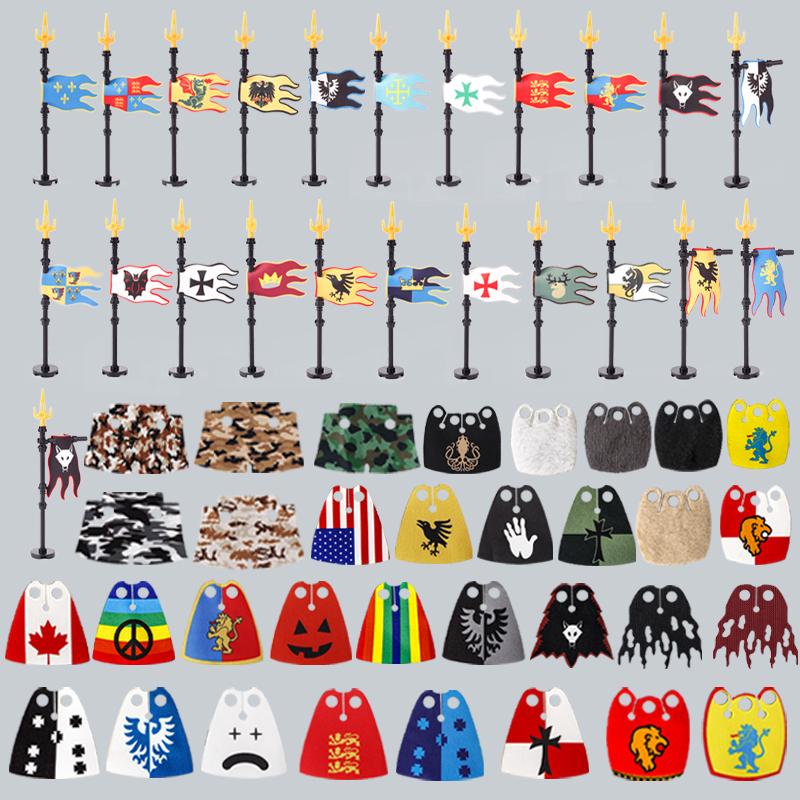 Средневековый военный замок, рыцарские доспехи, строительные блоки, наплечники, аксессуары для доспехов, Красный Лев, Черный Орел, оружие, конструктор, игрушки.