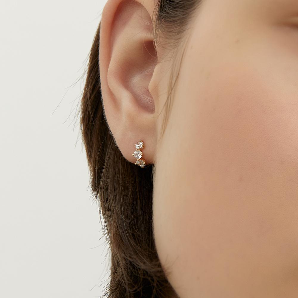 Lunne 14K Triple Brilliant One-Touch Ring Earrings (14K Gold) #Lfe21