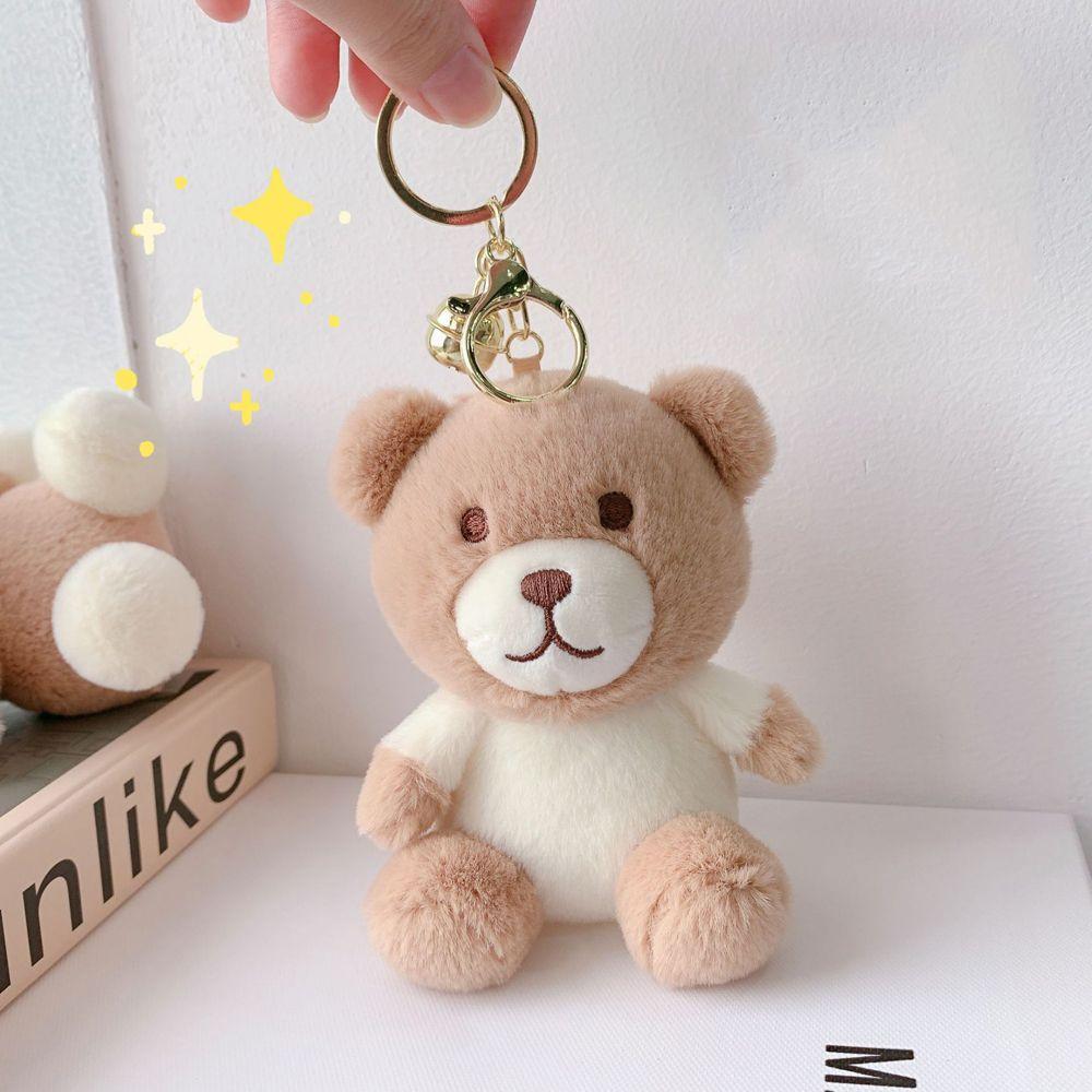 Milk Tea Color Charm Bag Ornaments Plush Dog Keychain Plush Pendant Plush Bunny Keyring Plush Doll